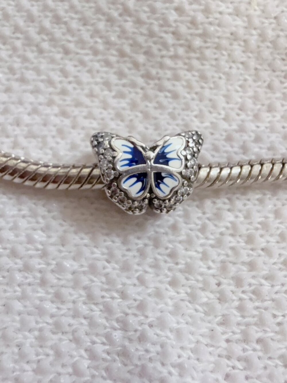 Sparkling Blue Butterfly Silver Charm Bead For Pandora Bracelet